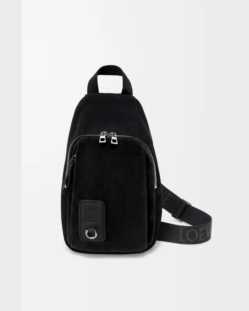 Loewe Flex Sling In Canvas And Suede Hombre Black
