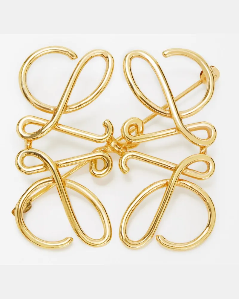 Loewe Anagram Brooch In Metal Mujer Gold