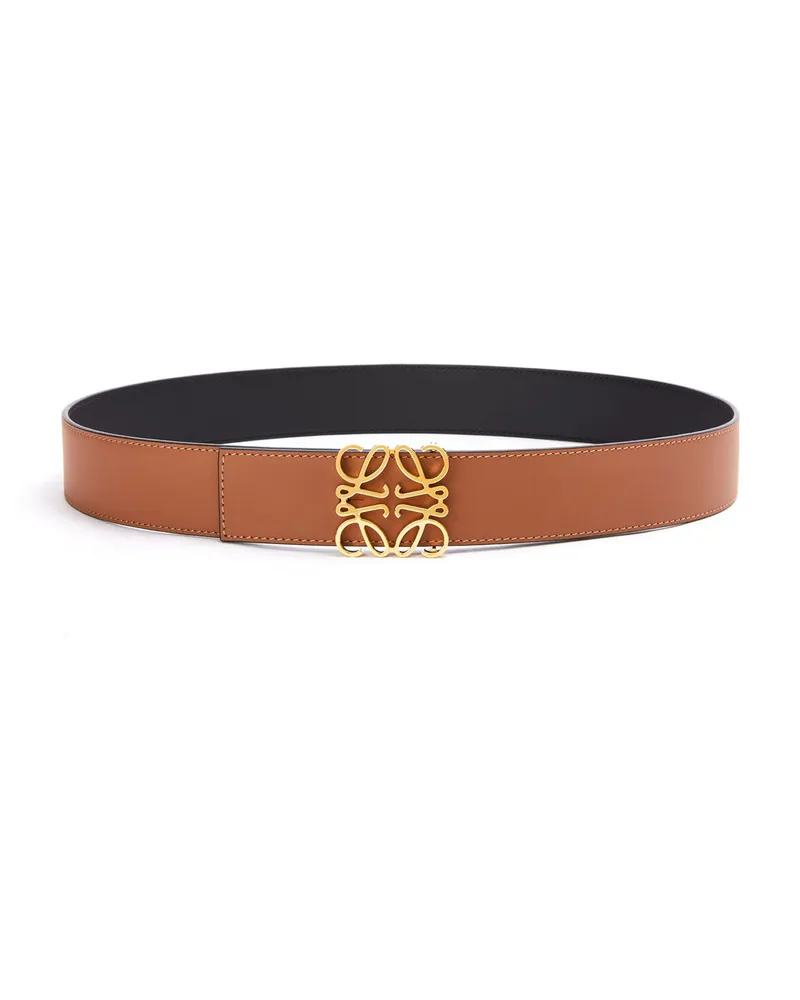 Loewe Luxury Reversible Anagram belt in smooth calfskin Tan