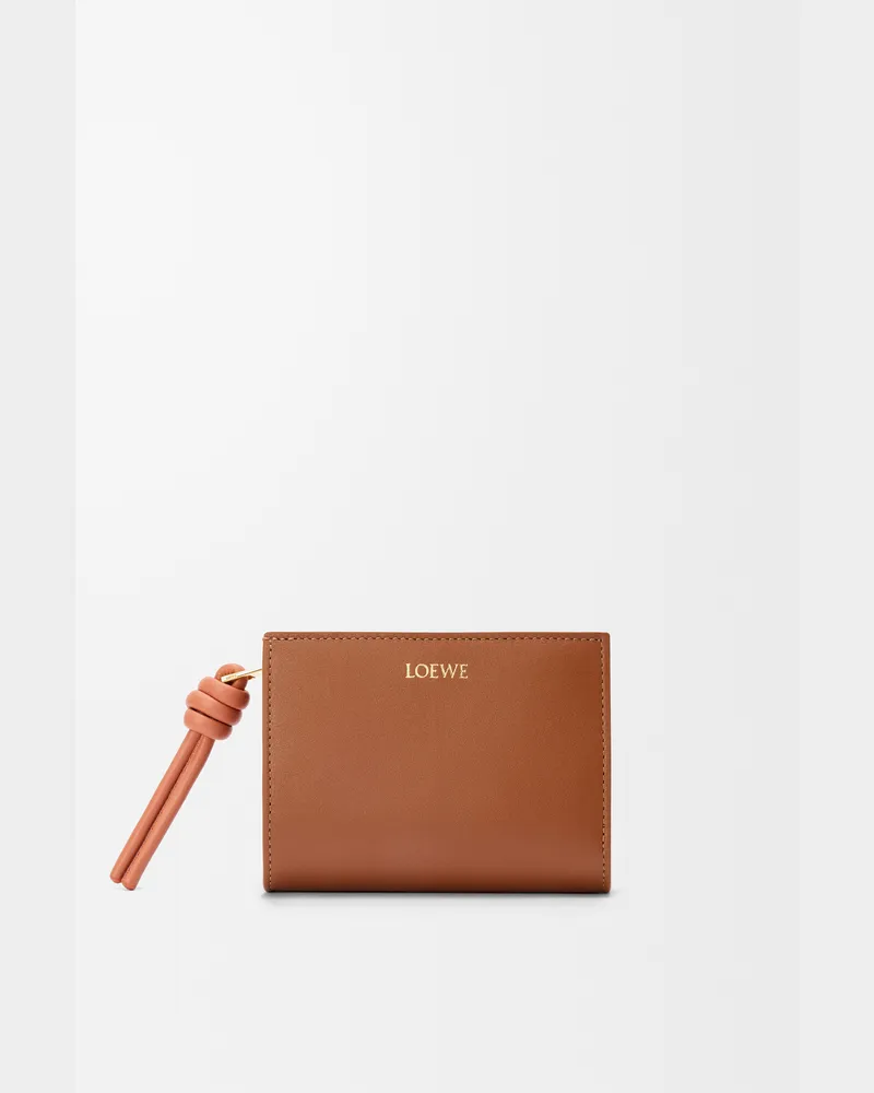 Loewe Knot Compact Wallet In Shiny Nappa Leather skin Mujer Tan