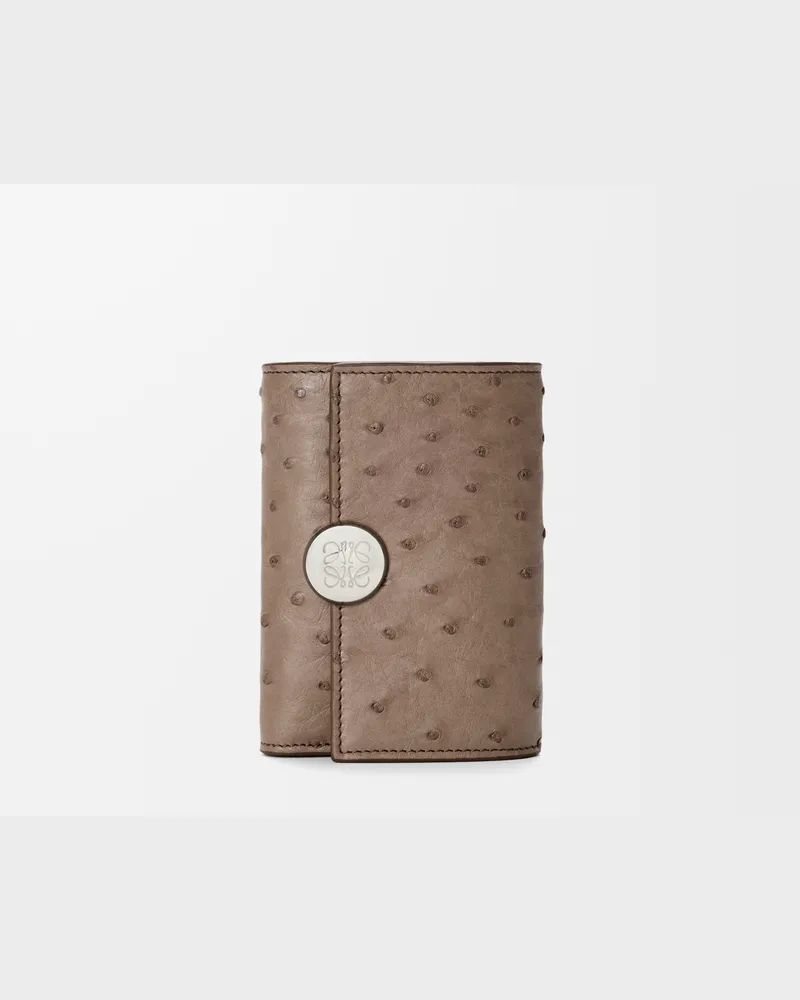Loewe Pebble Small Vertical Wallet In Ostrich Mujer Dark