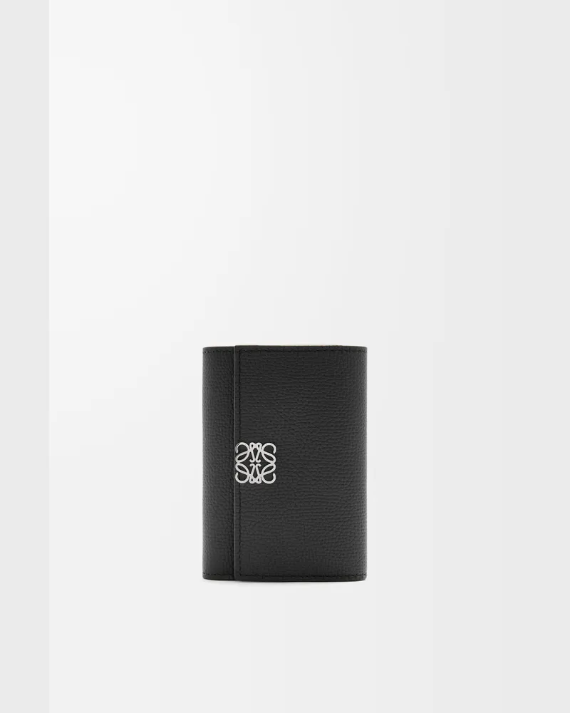 Loewe Anagram Small Vertical Wallet In Pebble Grained Leather skin Mujer Black