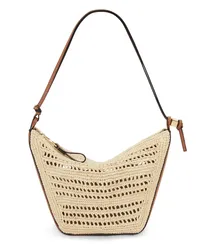 Loewe Luxury Mini Hammock Hobo in raffia and calfskin Tan