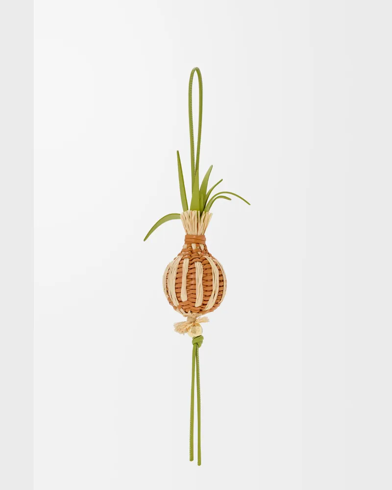 Loewe Onion Sprout Charm In Leather skin And Raffia Mujer Orange