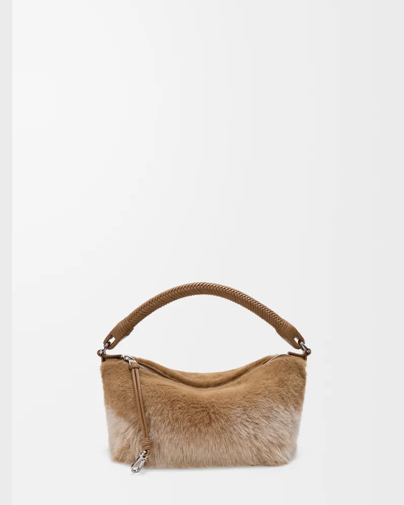 Loewe Cala Mini Bag In Gradient Shearling Mujer Camel