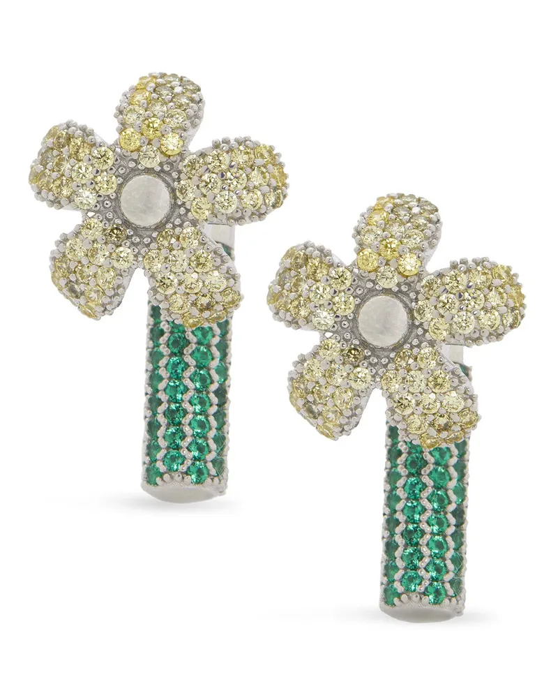 Loewe Luxury Flor earrings in sterling silver and crystals Silver