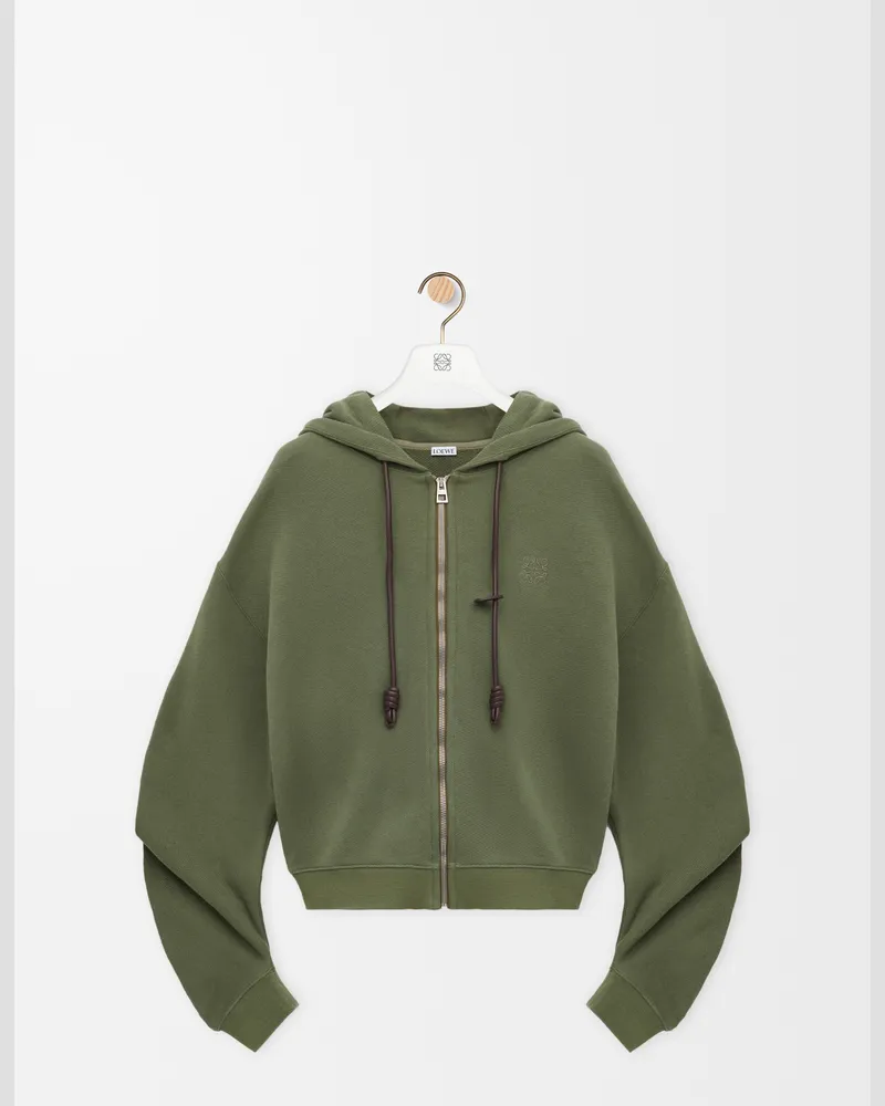 Loewe Flamenco Hoodie In Cotton And Cashmere Size Mujer Khaki