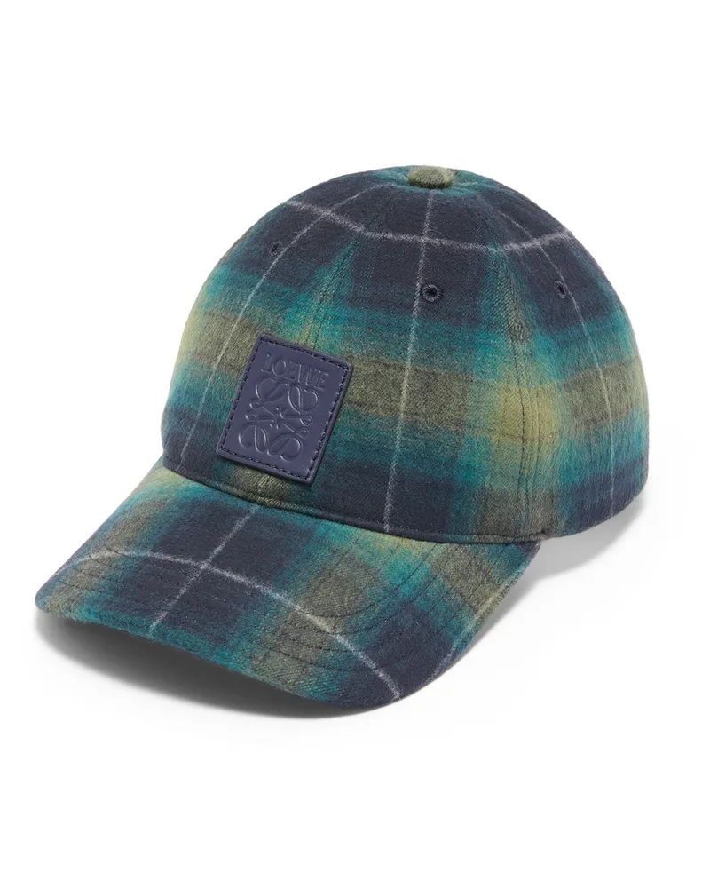 Loewe Luxury Patch cap in tartan wool Black