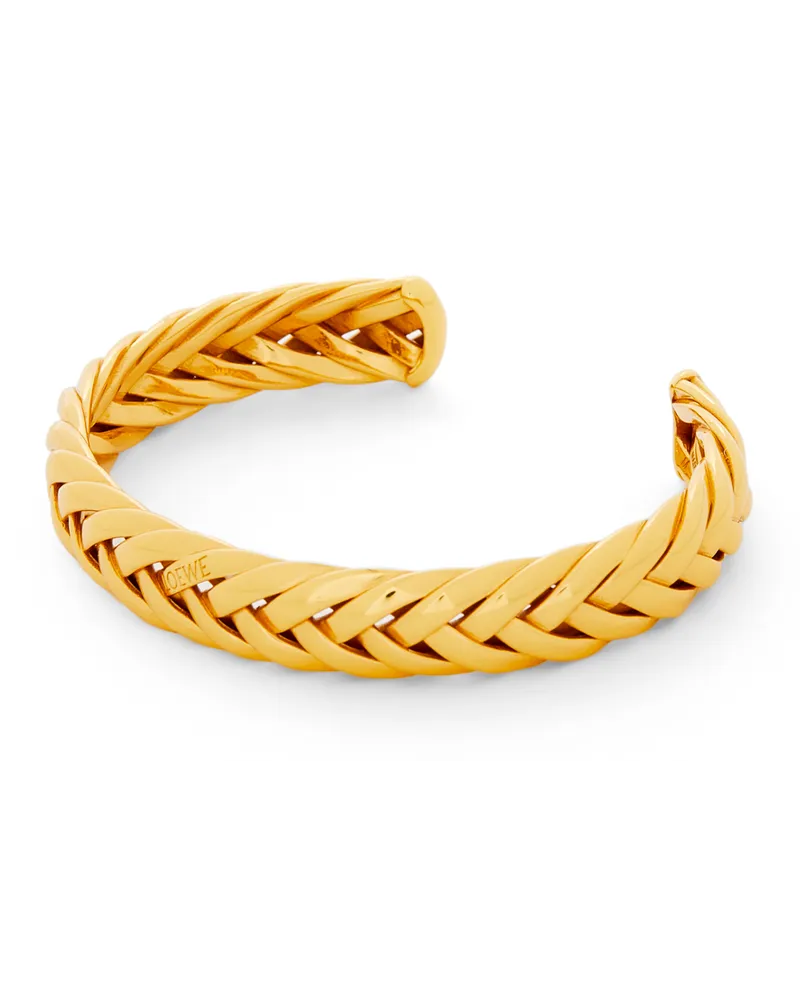 Loewe Luxury Thin braided cuff in sterling silver Gold