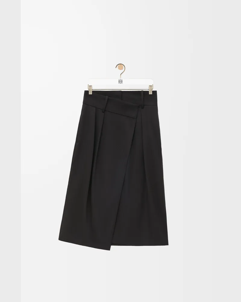 Loewe Wrap Skirt In Cotton And Silk Size Mujer Black