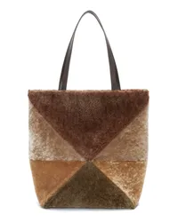 Loewe Luxury Large Puzzle Fold tote in shearling Multicolor