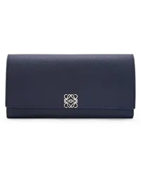 Loewe Luxury Anagram continental wallet in pebble grain calfskin Abyss