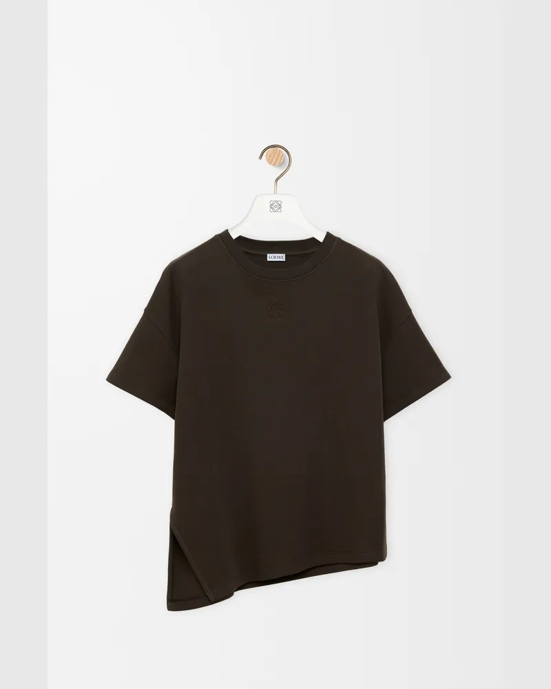 Loewe Asymmetric T-shirt In Cotton Blend Size Mujer Brown