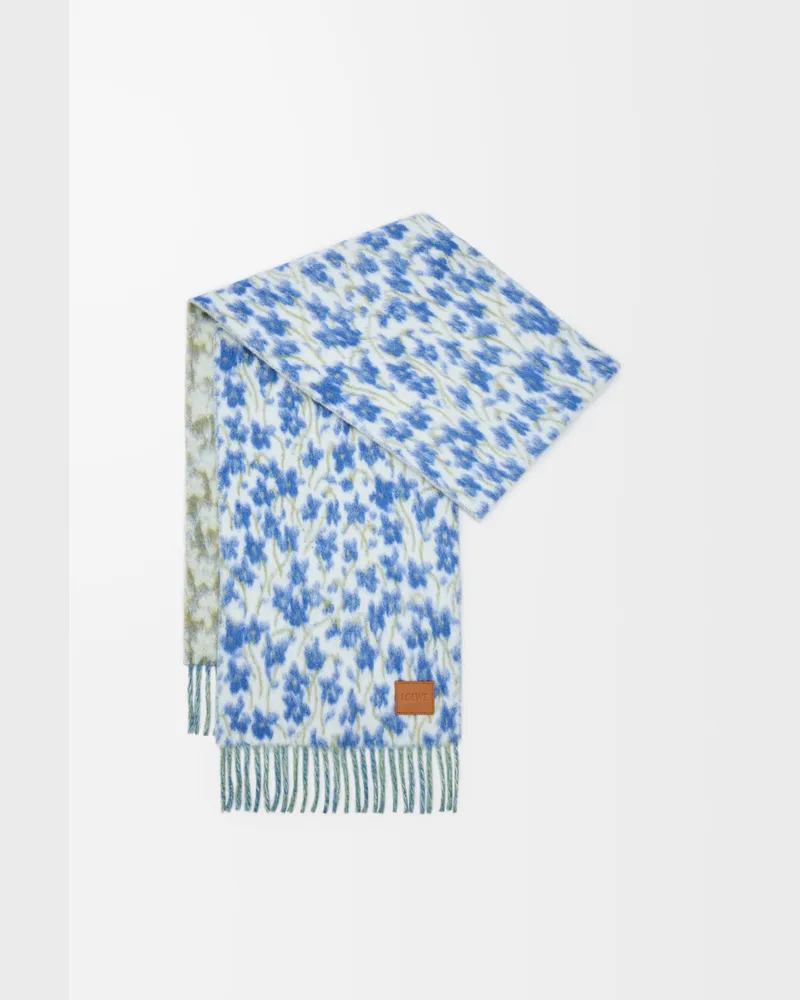 Loewe Scarf In Wool And Alpaca Blend Mujer Blue
