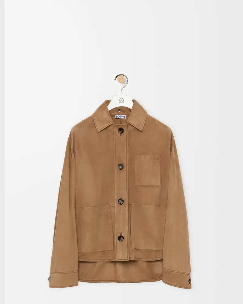 Loewe Workwear Jacket In Suede Goatskin Size Mujer Tan