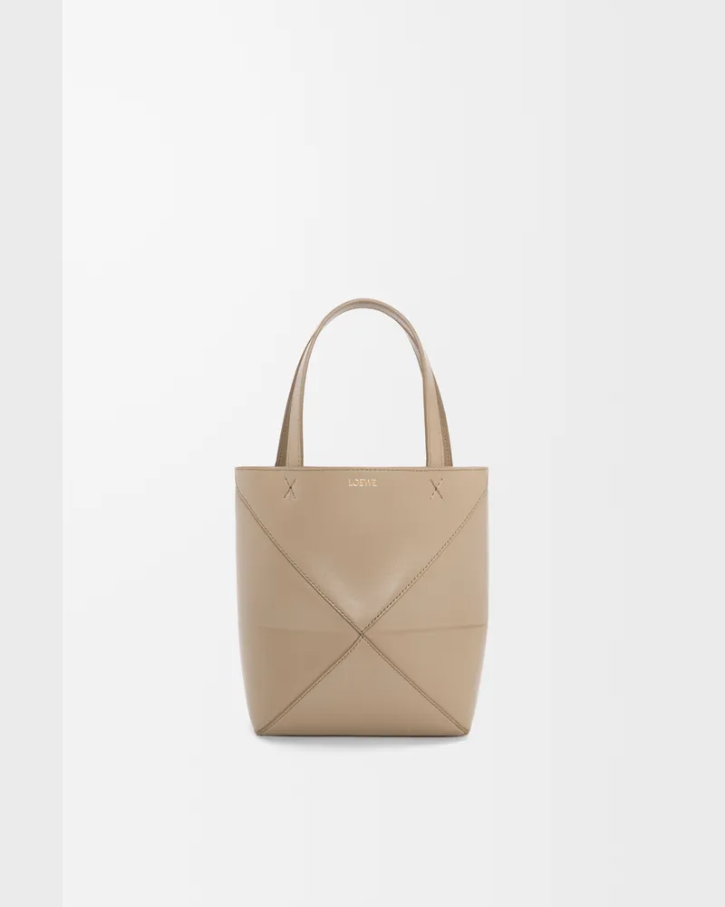 Loewe Mini Puzzle Fold Tote In Shiny Leather skin Mujer Sand