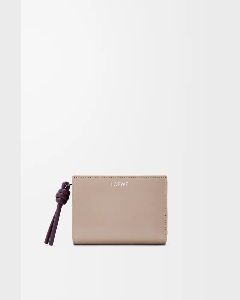 Loewe Knot Compact Wallet In Shiny Nappa Leather skin Mujer Clay