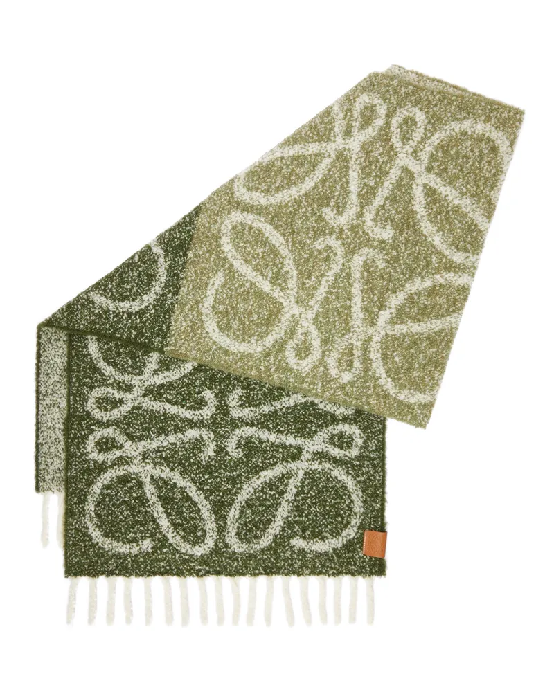 Loewe Luxury Anagram scarf in alpaca and wool Green