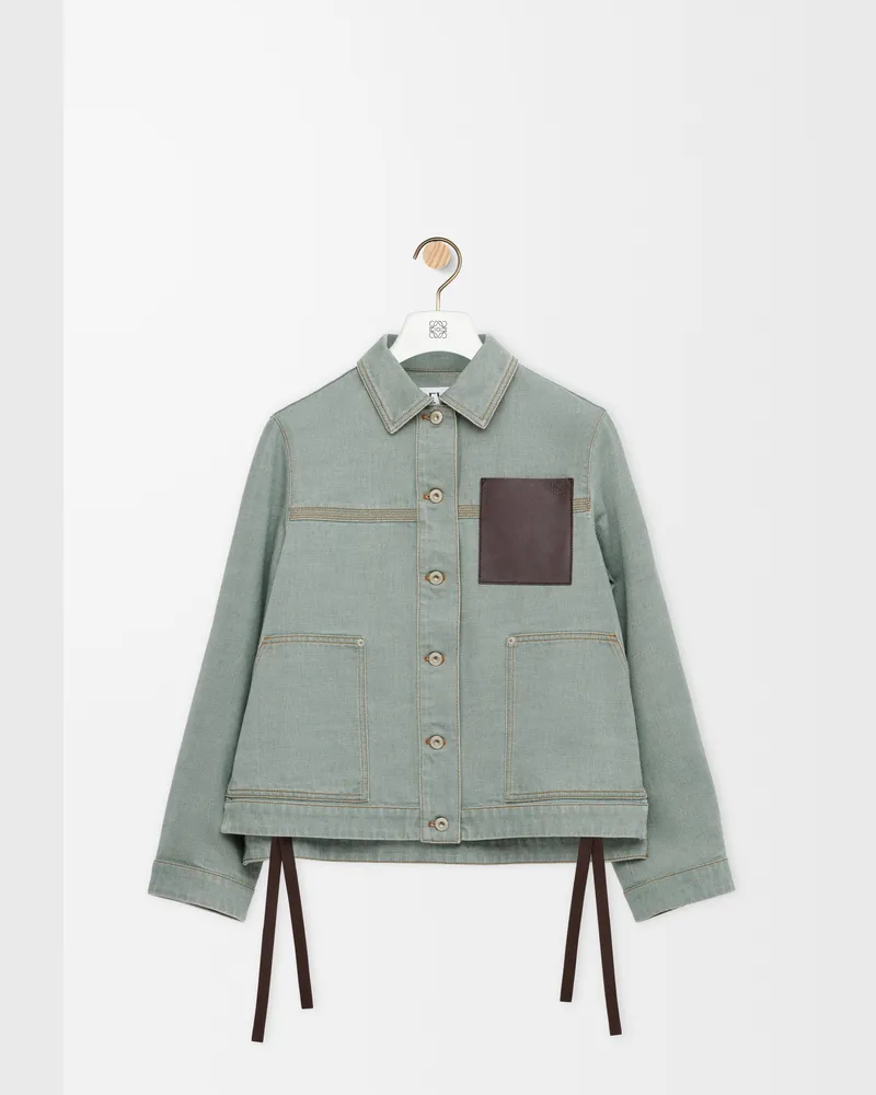 Loewe Workwear Jacket In Denim Size Mujer Khaki