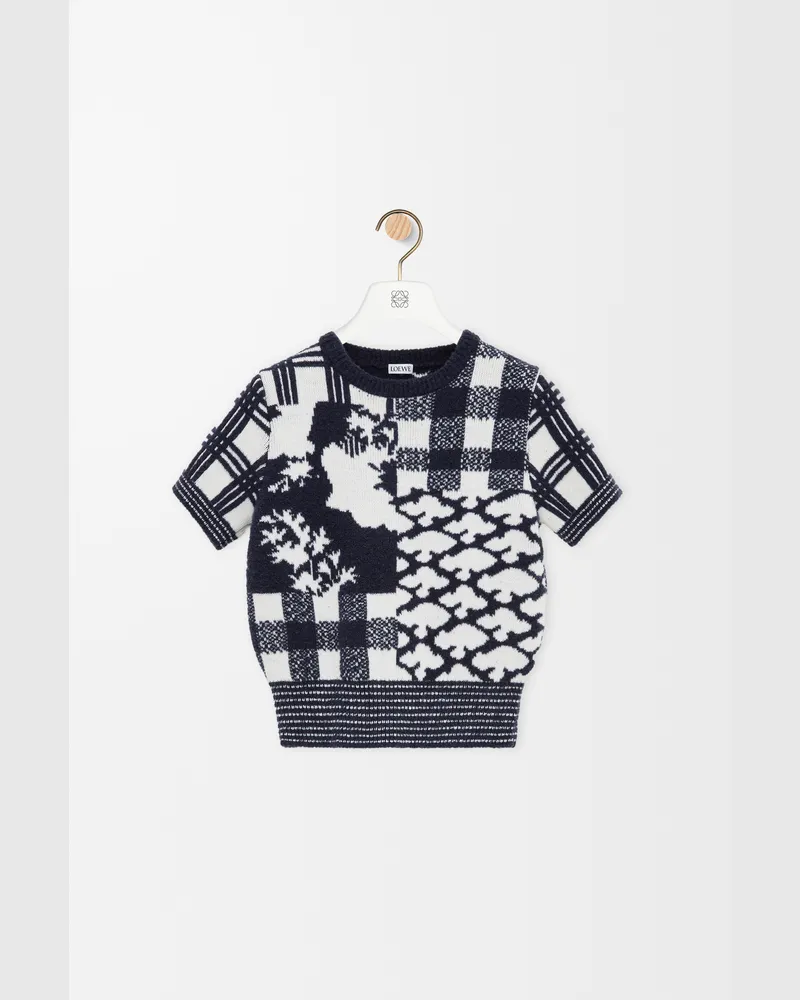 Loewe Short Sleeve Sweater In Wool Size Mujer Navy