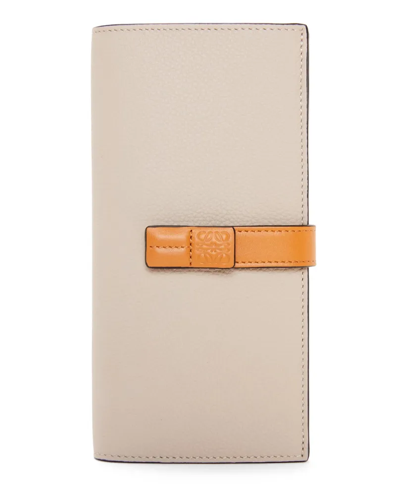 Loewe Luxury Large vertical wallet in grained calfskin Light