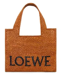 Loewe Luxury Small  Font Tote in raffia Honey