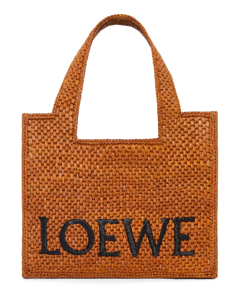 Loewe Luxury Small  Font Tote in raffia Honey