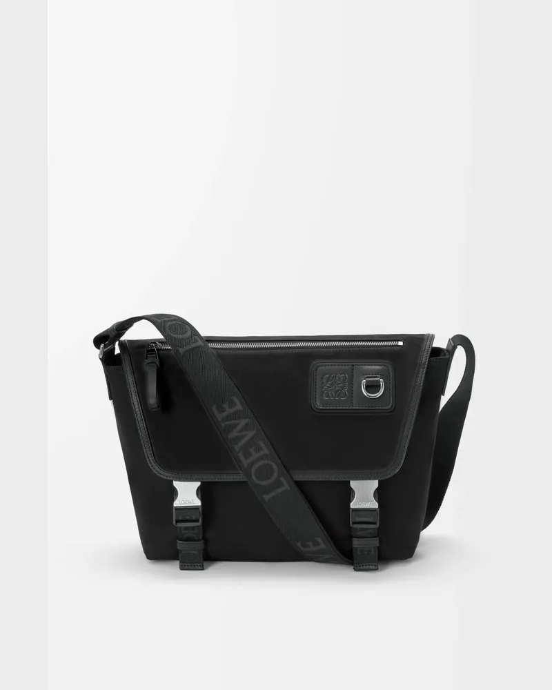 Loewe Medium Flex Messenger In Canvas And Suede Hombre Black