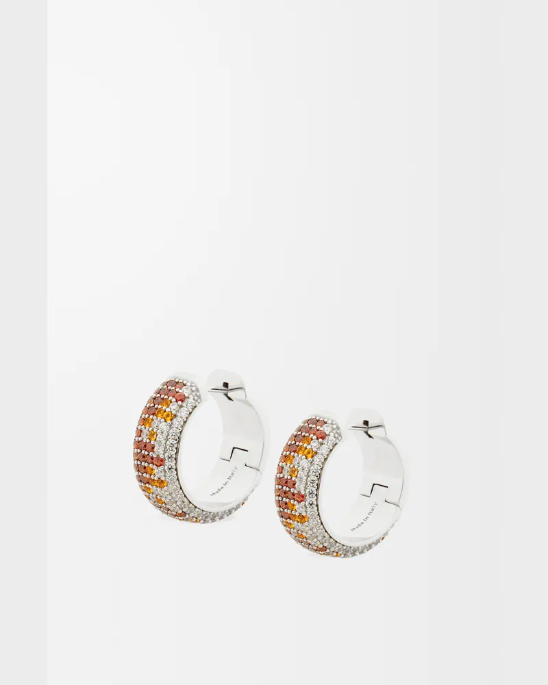 Loewe Pavé Hoop Earrings In Sterling Silver And Crystals Mujer Silver