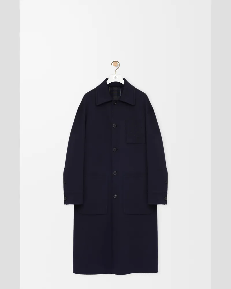 Loewe Coat In Wool And Cashmere Size Hombre Navy