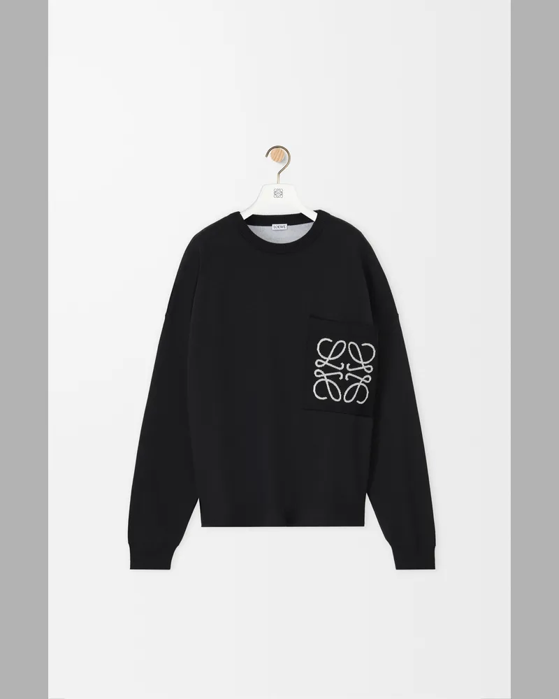 Loewe Anagram Pocket Sweater In Cotton Blend Size Hombre Black