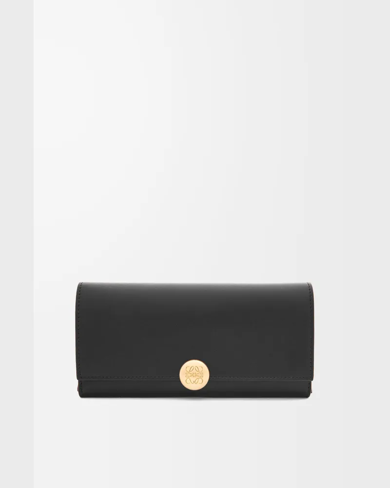 Loewe Pebble Continental Wallet In Shiny Nappa Leather skin Mujer Black