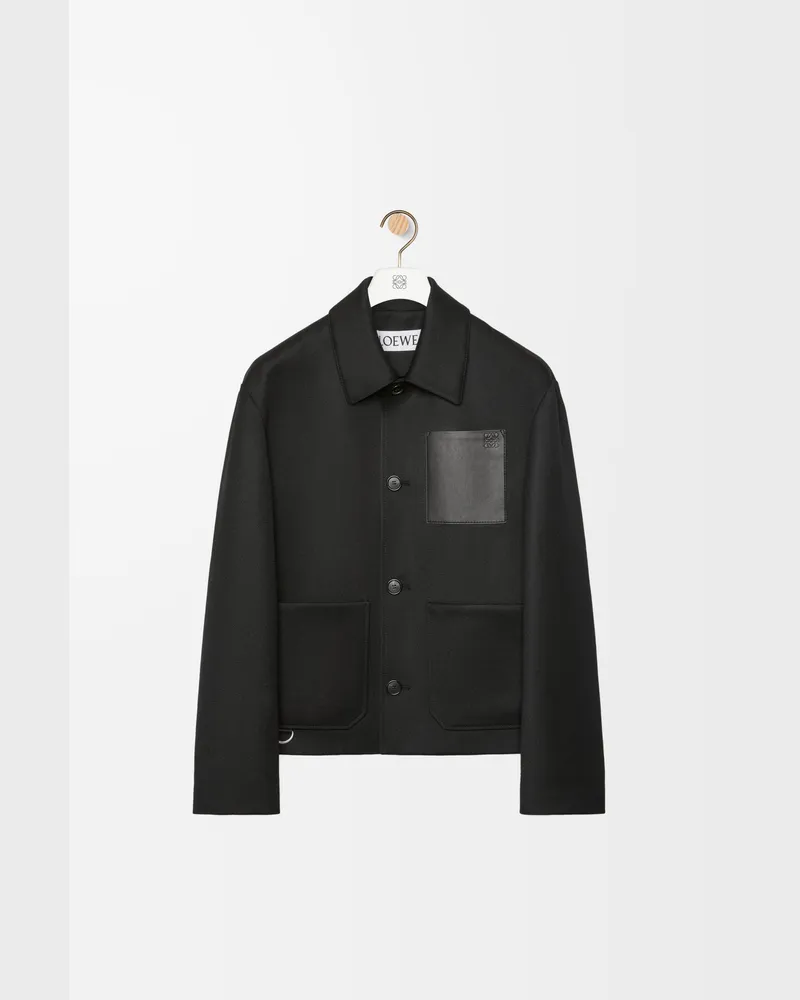Loewe Workwear Jacket In Wool And Cashmere Size Hombre Black