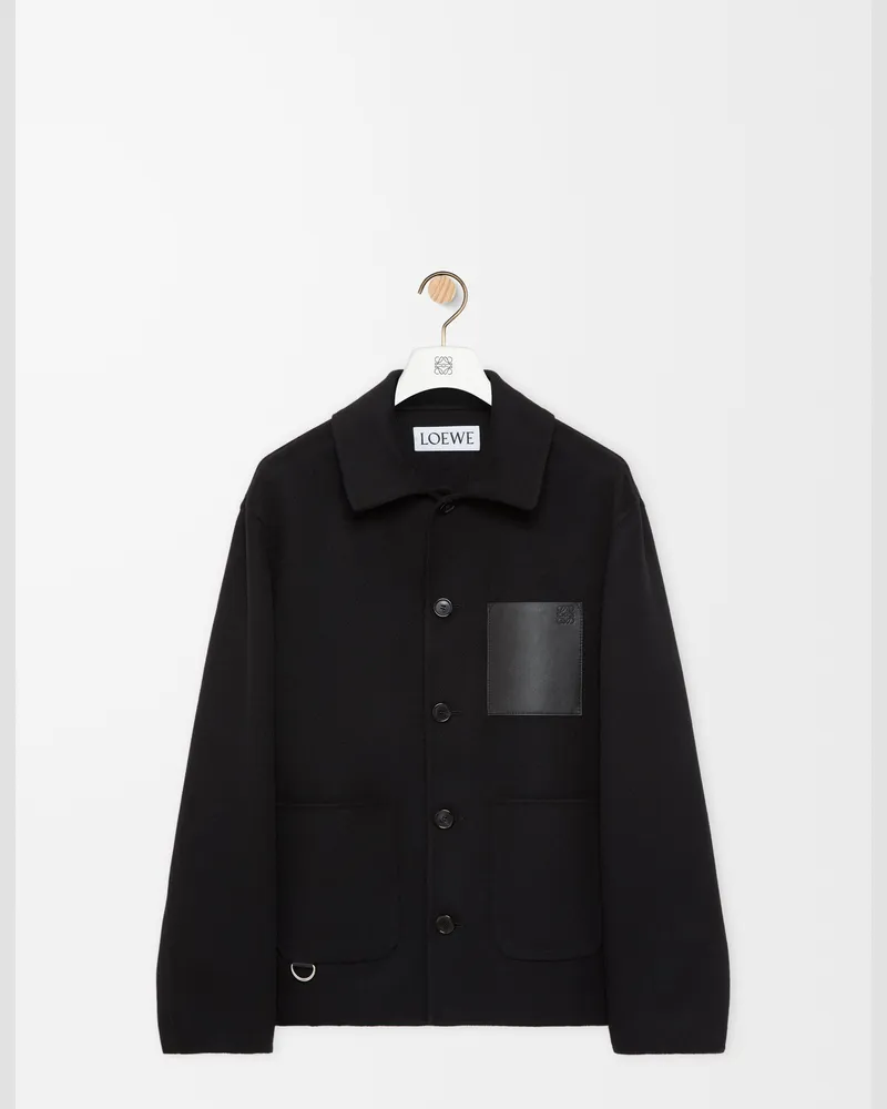 Loewe Workwear Jacket In Wool And Cashmere Size Hombre Black