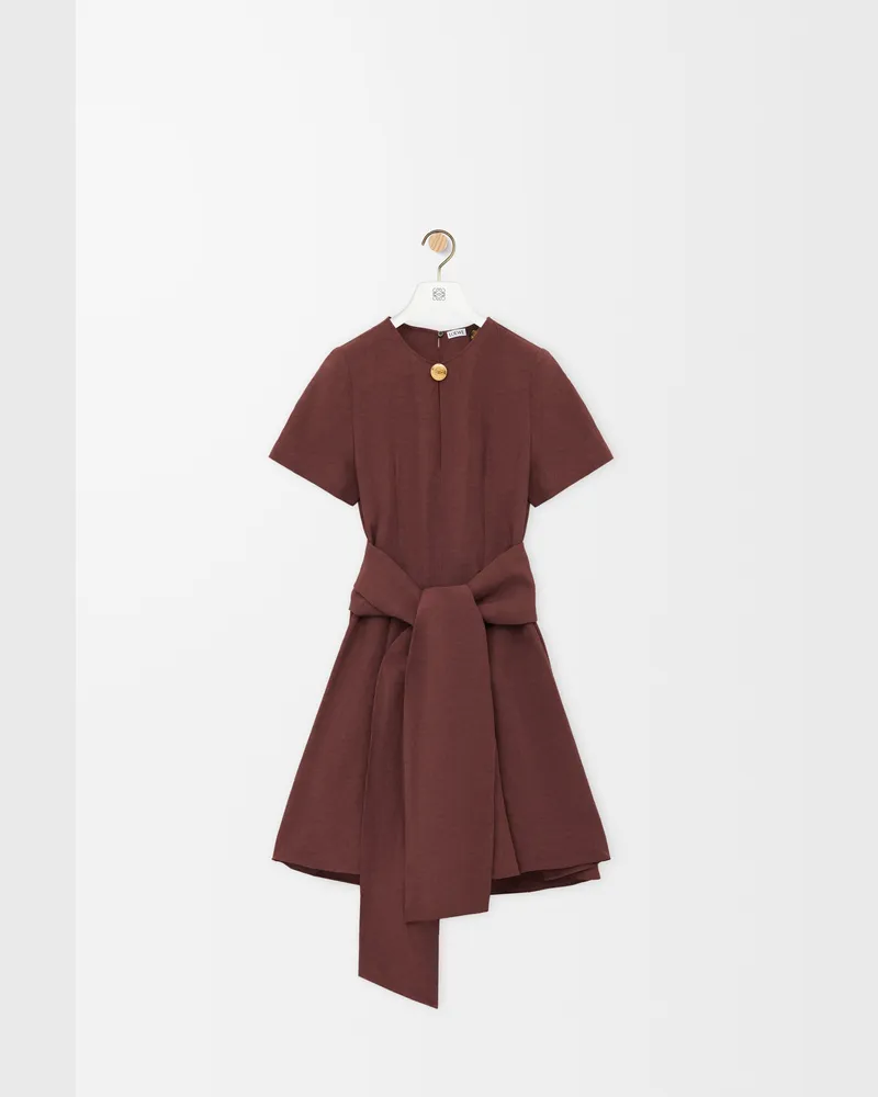 Loewe Pebble Dress In Viscose And Linen Size Mujer Coffee