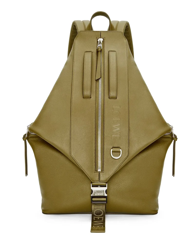 Loewe Luxury Convertible backpack in classic calfskin Olive