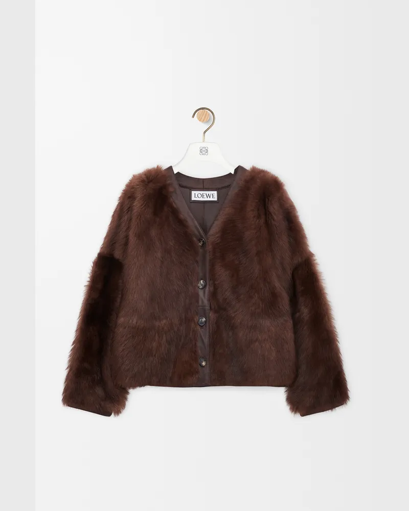 Loewe Cardigan In Shearling Size Mujer Brown
