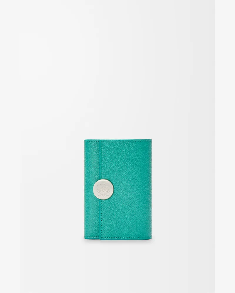 Loewe Pebble Small Vertical Wallet In Pebble Grained Leather skin Mujer Aquamarine