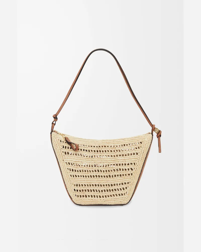 Loewe Mini Hammock Hobo In Raffia And Leather skin Mujer Tan