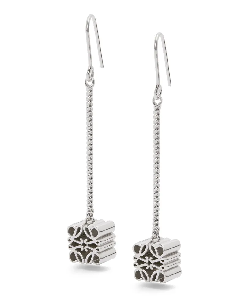 Loewe Luxury Anagram Drop Earrings In Sterling Silver