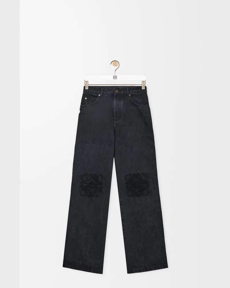 Loewe Anagram Baggy Jeans In Denim - Shorter Fit Size Hombre Black