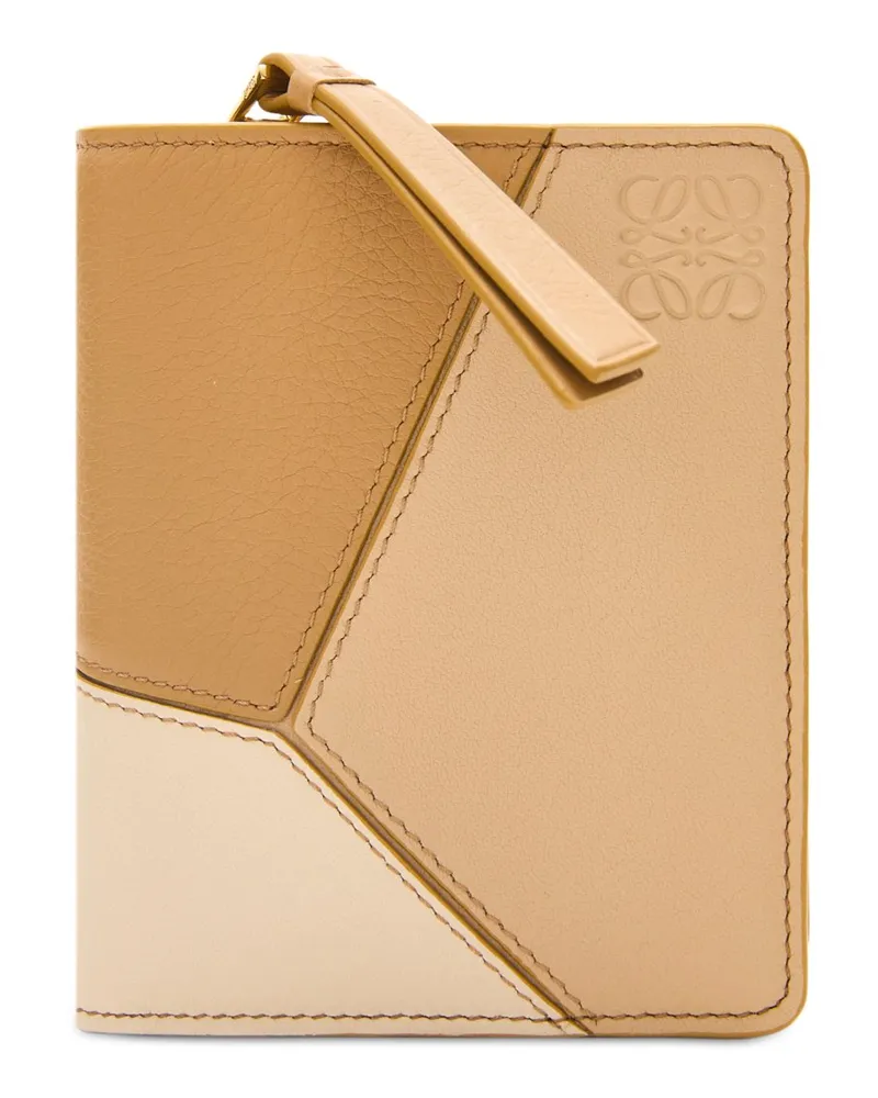 Loewe Luxury Puzzle Compact Zip Wallet In Classic Calfskin Angora