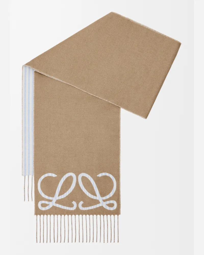 Loewe Scarf In Silk And Cashmere Mujer Beige