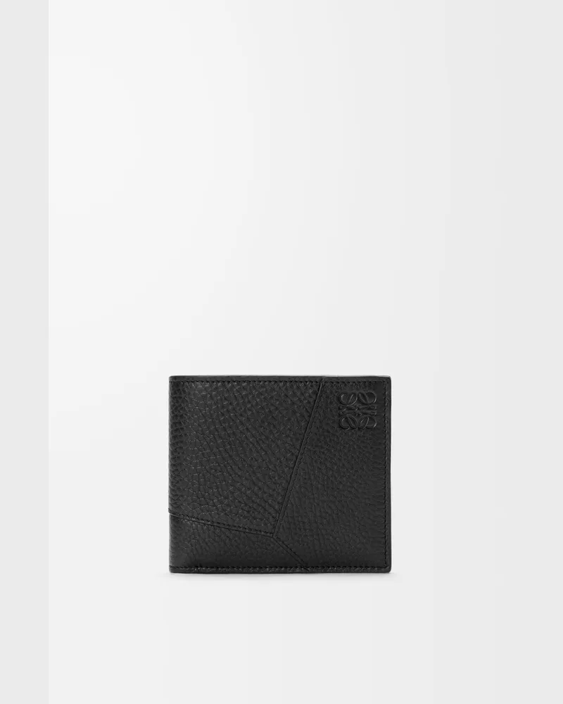 Loewe Puzzle Bifold Wallet In Supple Grained Leather skin Hombre Black