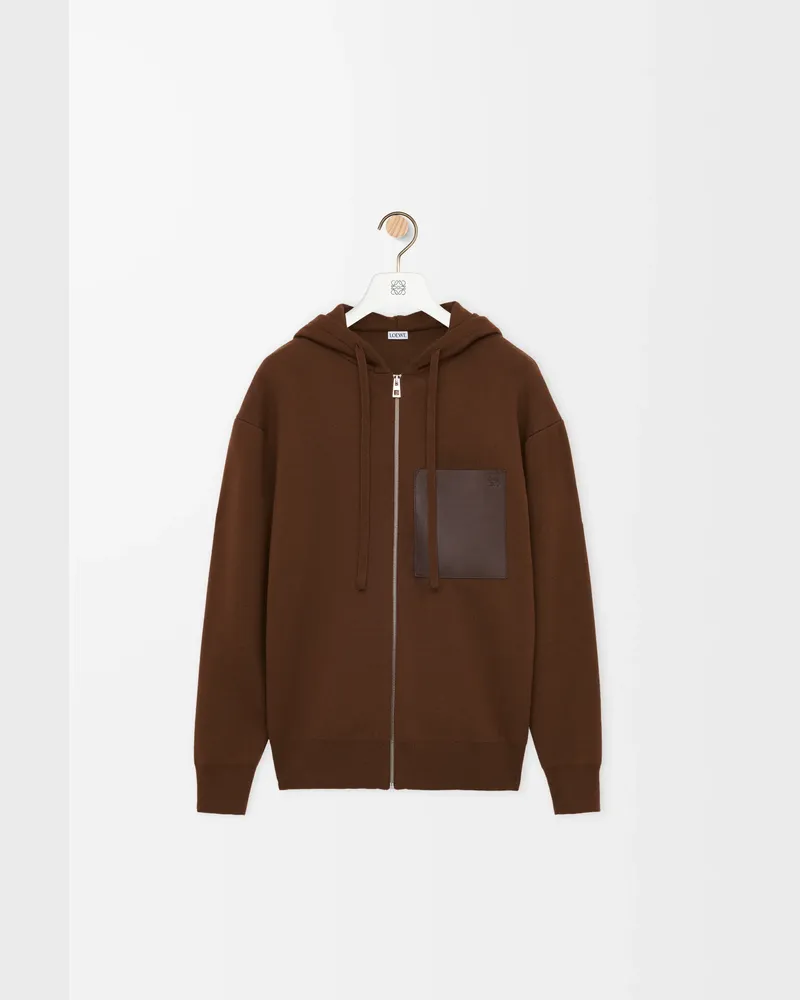 Loewe Zip-up Hoodie In Wool Size Hombre Brown