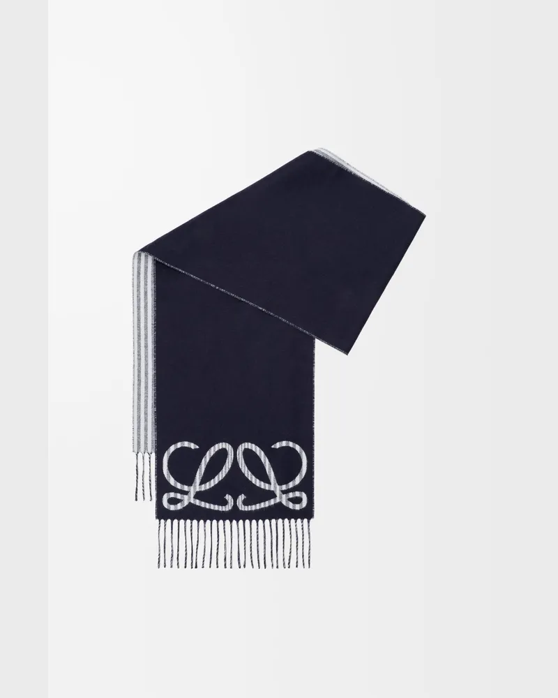 Loewe Scarf In Silk And Cashmere Mujer Navy