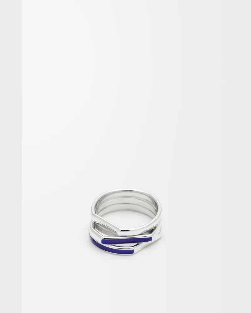 Loewe Stacked Ring In Sterling Silver And Enamel Size Mujer Silver