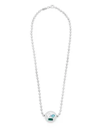 Loewe Luxury Anagram Pebble necklace in sterling silver and crystals Silver