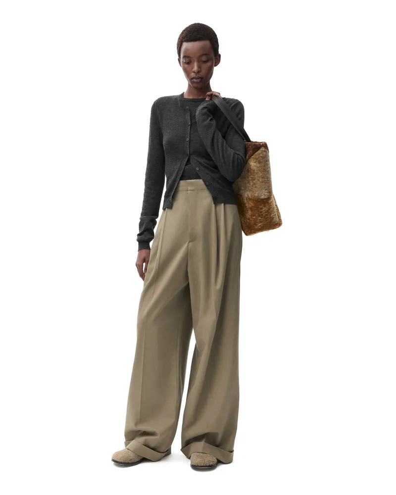 Loewe Luxury Draped cardigan in cashmere and silk Anthracite