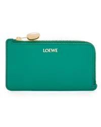 Loewe Luxury Pebble coin cardholder in shiny nappa calfskin Emerald